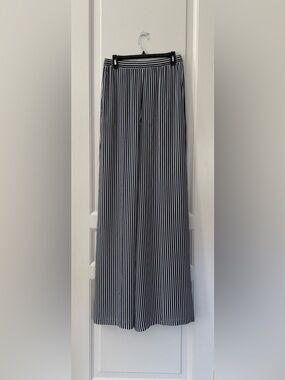 Michael Kors Collection Maritime and White Stripe Flowy Silk Wide Leg Pants